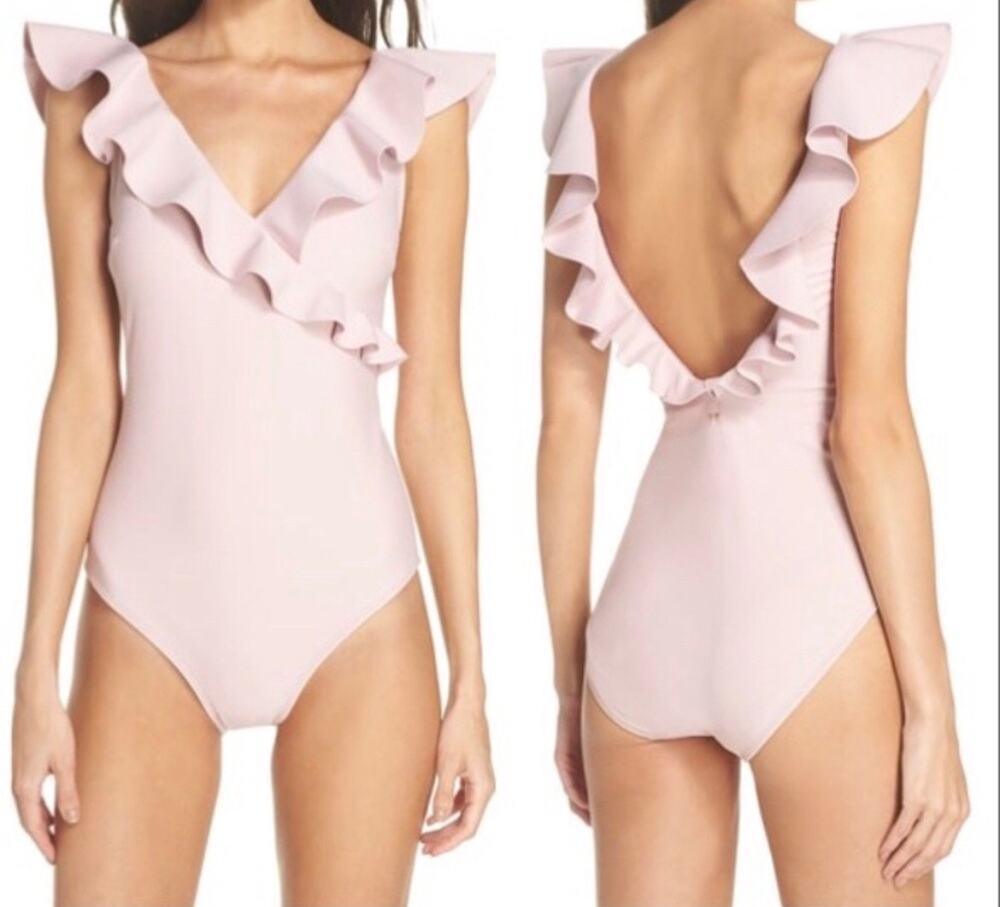 TED BAKER Henika One Piece Ruffle Neck Swimsuit SEE MEASUREMENT FOR SIZE